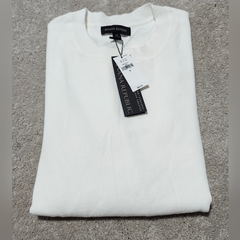 NWT Banana Republic Splash Knit‎ Women's White Career Sweater Size Medium